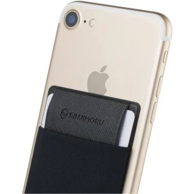 Sinjimoru Sinji Pouch Flap Secure Card Holder for back of phone-Black